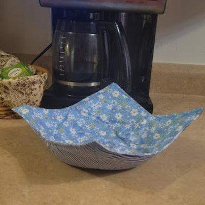 Sous plat micro onde fleurs bleues
