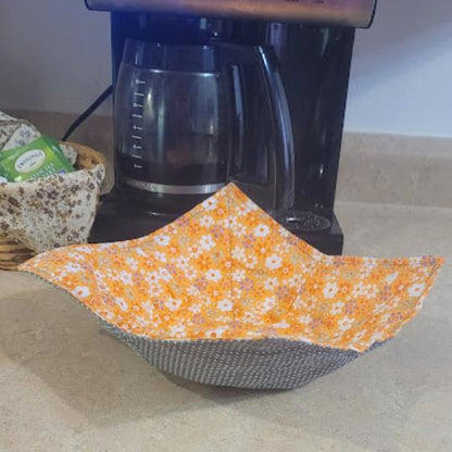 Sous plat micro onde fleurs oranges