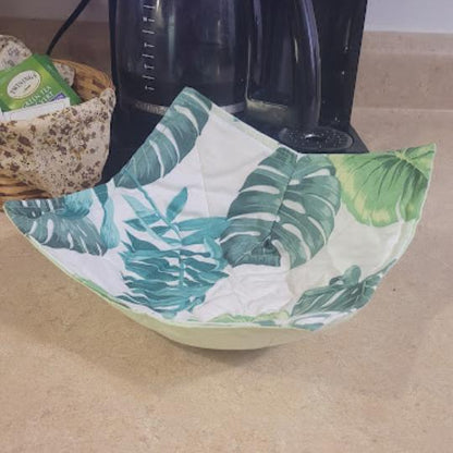 Sous plat micro onde grandes feuilles vertes